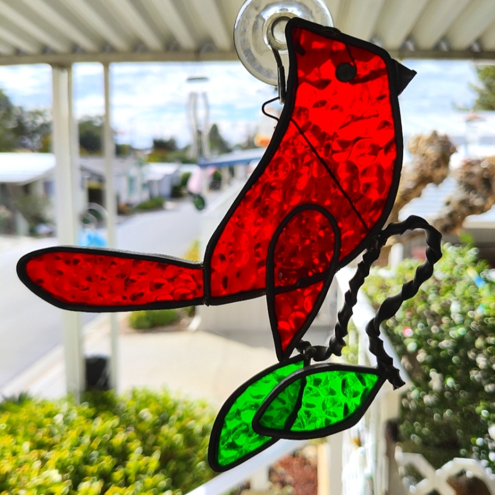 Handmade Stained Glass Cardinal